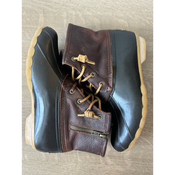 Sperry Saltwater W's 7.5 Brown Leather and Dark Brown Duck Rain Winter Boots - Picture 4 of 10